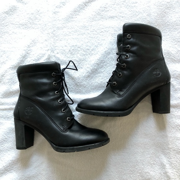 black high heel timberland boots